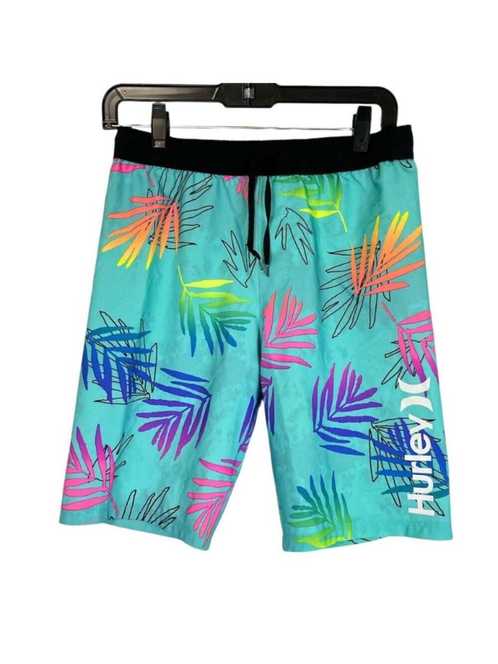 Hurley Boys 4 Way Stretch Quick Dry Back Pocket Swim Shorts Sz 14/16 Tropical
